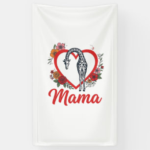 Banderoles T-shirt vintage girafe maman cœur floral Design_1