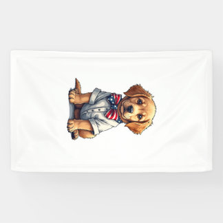 Banderoles T-shirt vintage USA chiot patriote Golden Retrieve