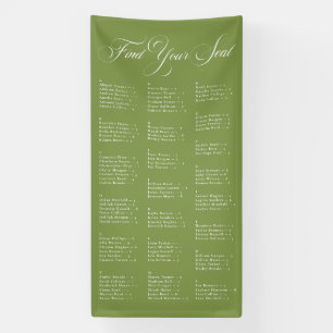 Banderoles Tableau de placement de mariage alphabétique vert