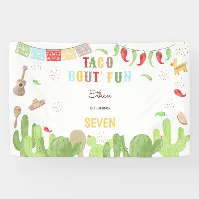 Banderoles Taco bout' fun fiesta anniversaire de enfant mexic (Horizontal)