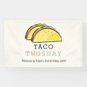 Banderoles Taco Twosday Tuesday Cream 2nd Birthday Welcome