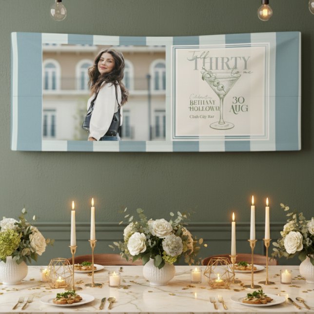 Banderoles Talk Thirty To Me Martini 30th Birthday Photo (Celebrate the big 3-0 with this stylish Talk Thirty To Me Martini Cocktail 30th Birthday Banner! )