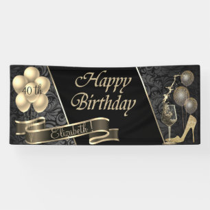Banderoles Talons hauts pailletés or, Ballons,Verre, Damassé