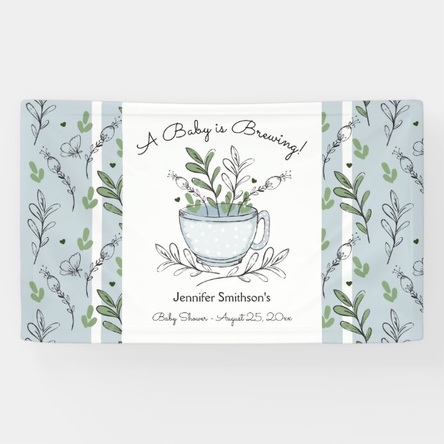 Banderoles Tea Cup Tea Party Baby shower (Horizontal)