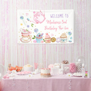 Banderoles Tea Party or rose Floral Anniversaire