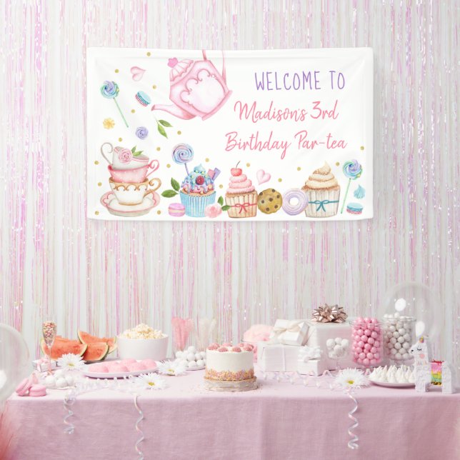 Banderoles Tea Party or rose Floral Anniversaire (Fête)