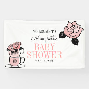 Banderoles Tea Teacup & Fleurs Baby shower Welcome Banner