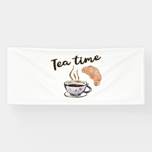 Banderoles Tea time signes, accessoires de fête du thé, tea p (Horizontal)