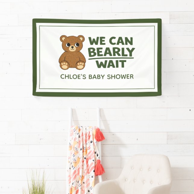 Banderoles Teddy Bear Gender Neutral Minimalist Baby Shower (En situation)