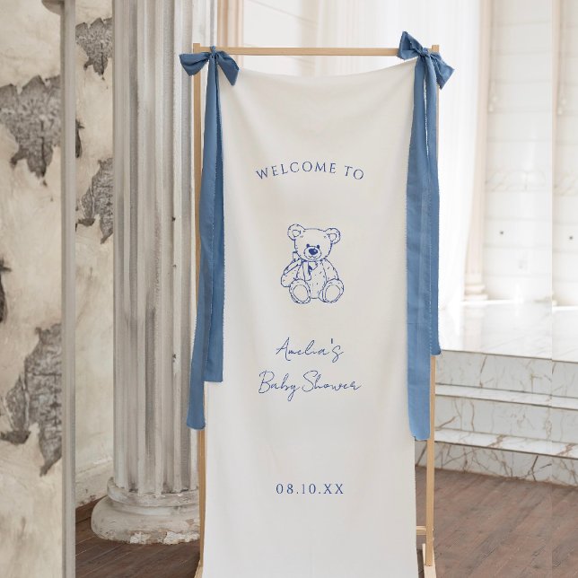 Banderoles Teddy Bear hand drawn Boy baby shower (Créateur téléchargé)