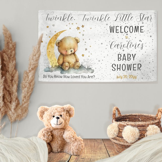 Banderoles Teddy Bear Twinkle Twinkle Little Star Baby shower (Create an enchanting baby shower with our Teddy Bear Twinkle Twinkle Little Star collection.  )