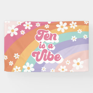 Banderoles Ten est un Vibe Retro Rainbow 10th Birthday