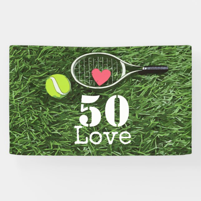 Banderoles Tennis 50e Anniversaire balle de tennis et numéro  (Horizontal)