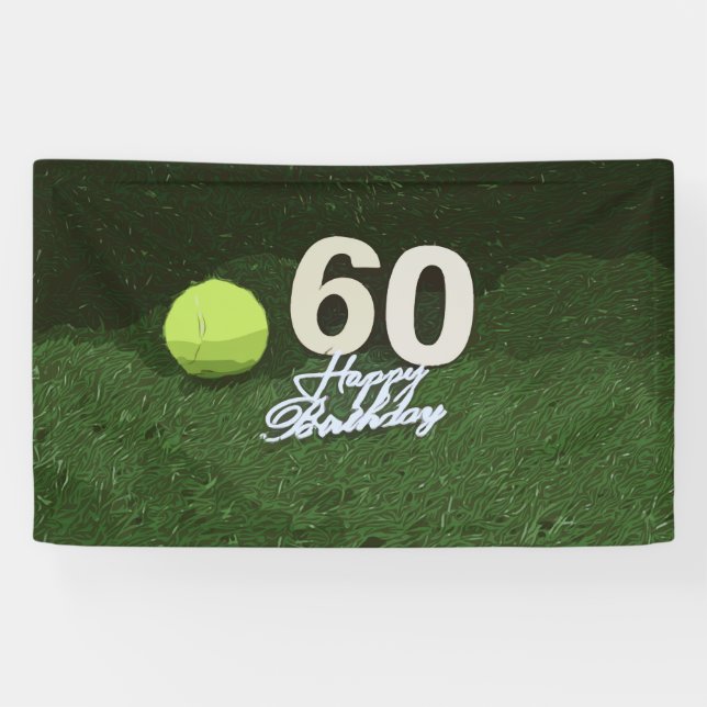 Banderoles Tennis 60e anniversaire avec balle sur l'herbe ver (Horizontal)