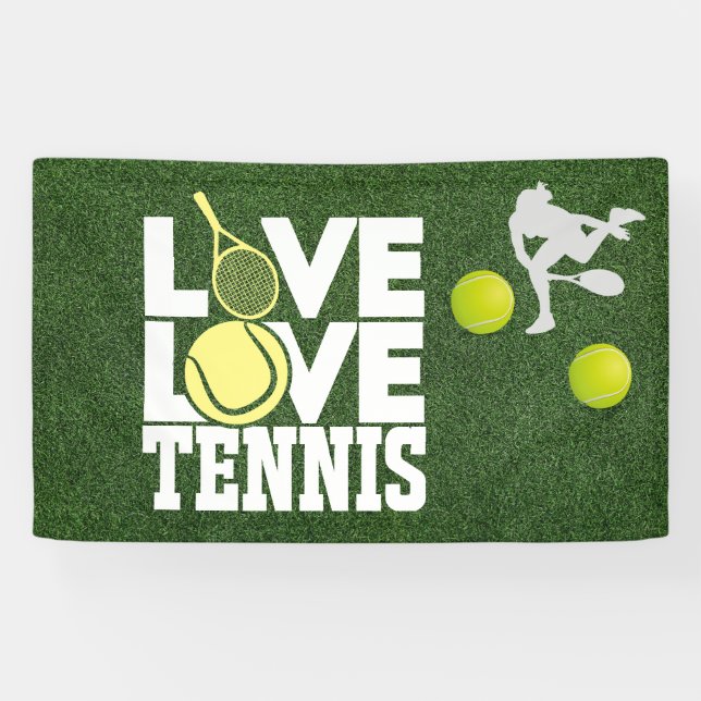Banderoles Tennis Love Love tennis sur gazon vert (Horizontal)