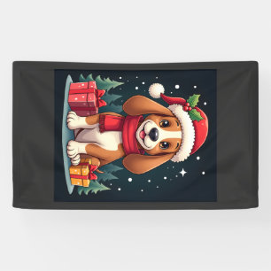Banderoles Tenues de Noël pour chien Basset Hound Chapeau de
