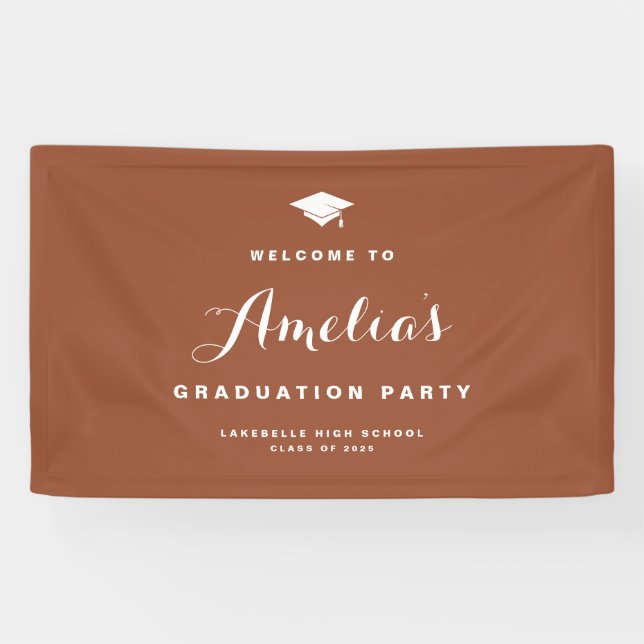 Banderoles Teracotta Moderne Calligraphie Graduation (Horizontal)