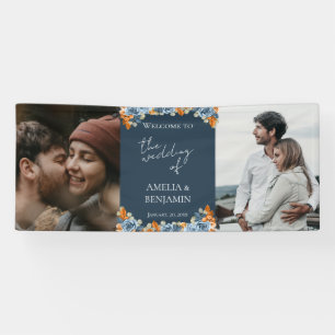 Banderoles Terracotta Bleu Nuit Rouille Photo Mariage Bienven