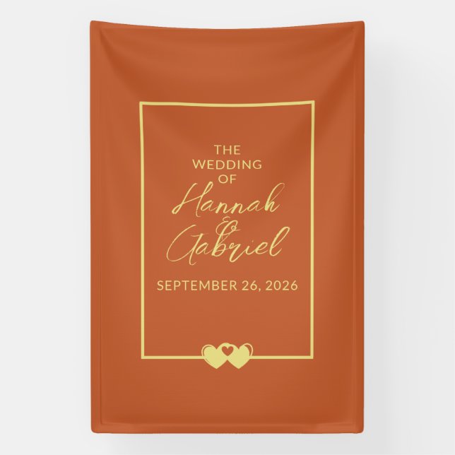 Banderoles Terracotta et or mariage (Verticale)