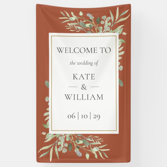 Banderoles Terracotta Green Botanical Mariage Affiche de bien (Vertical)