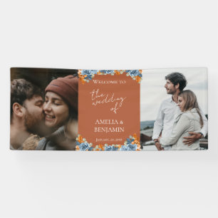 Banderoles Terracotta Marine Blue Rust Mariage photo Bienvenu