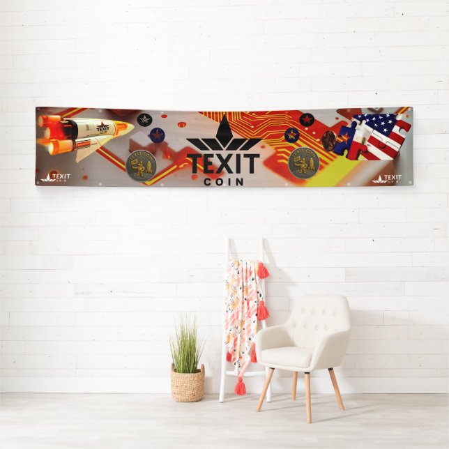 Banderoles Texit Coin Official LOGO avec Rocket Ship (En situation)