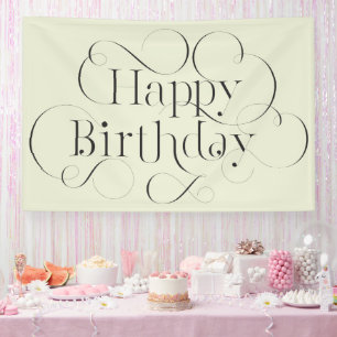 Banderoles Texte Happy Birthday écrit à la main avec fioritur