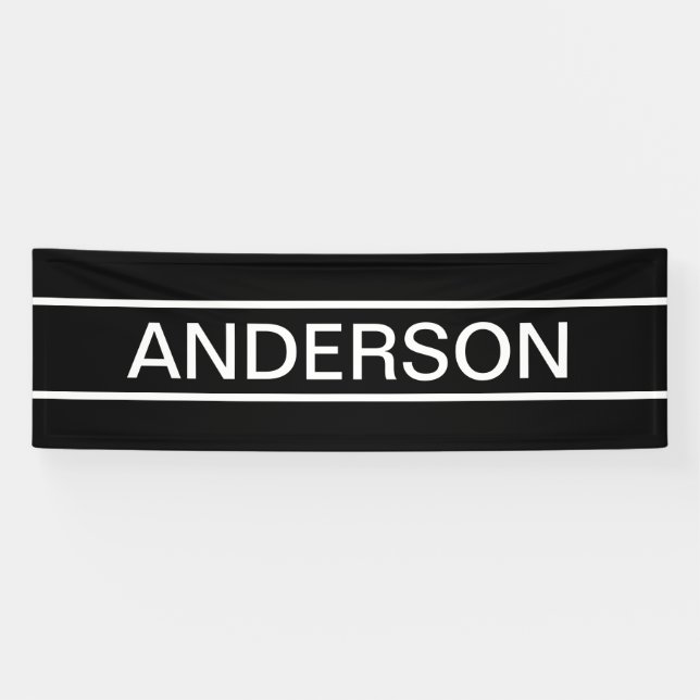 Banderoles Texte personnalisable | Bold Modern Black & White (Horizontal)