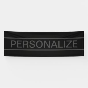 Banderoles Texte personnalisable   Noir Moderne Gras & Gris F