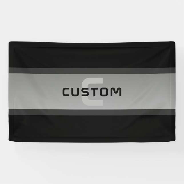 Banderoles Texte superposé personnalisable moderne | Noir & G (Horizontal)