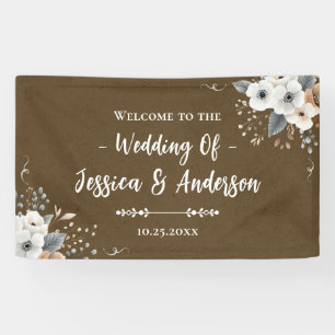 Banderoles Texture de papier kraft faux mariage floral rustiq