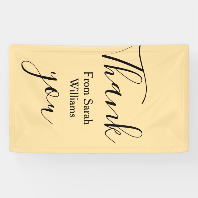 Banderoles Thank you from add name yellow Pastel boho wedding (Horizontal)
