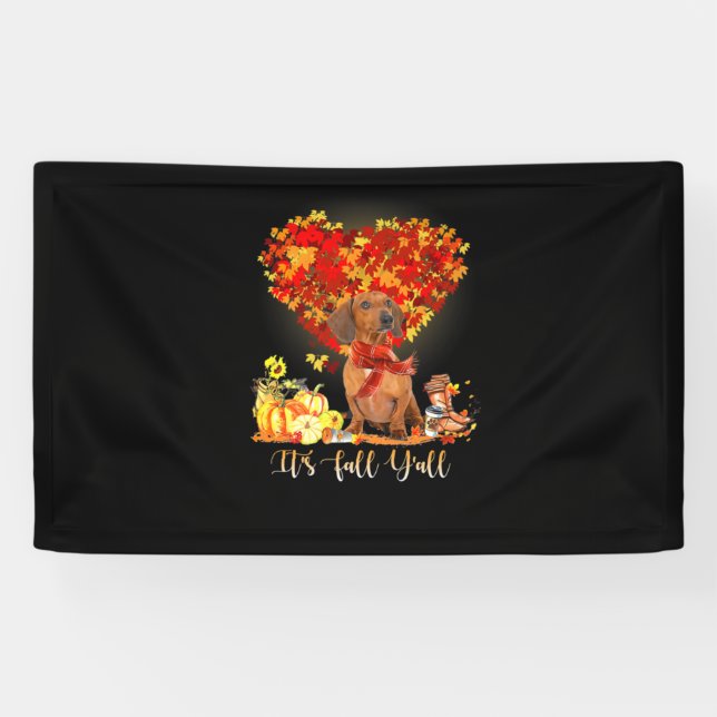 Banderoles Thanksgiving It's Fall Y'all Dachshund (Horizontal)