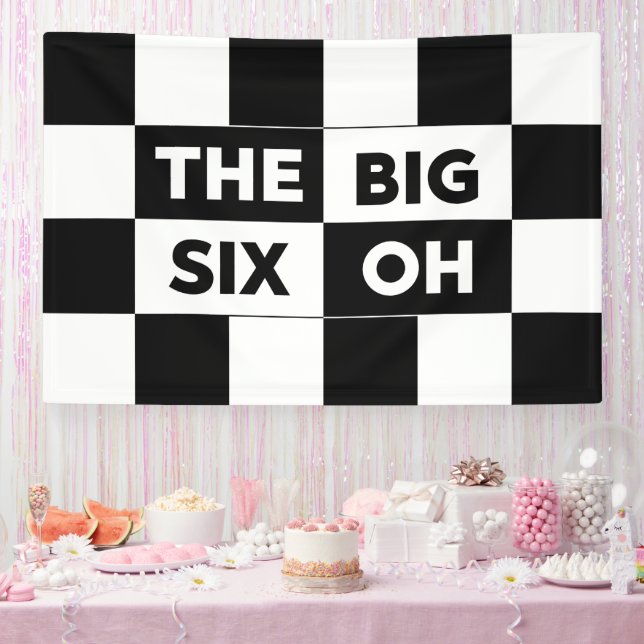 Banderoles The Big Six Oh Black White Checkered 60th Birthday (Fête)