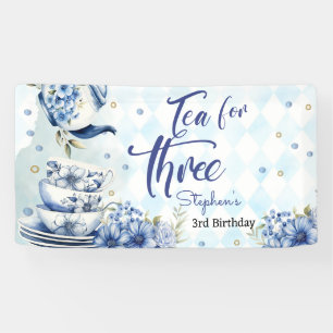 Banderoles Thé pour trois, troisième anniversaire pour les en