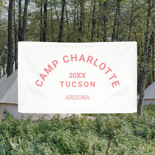 Banderoles Thème Camping Pink Camp Crest Bachelorette