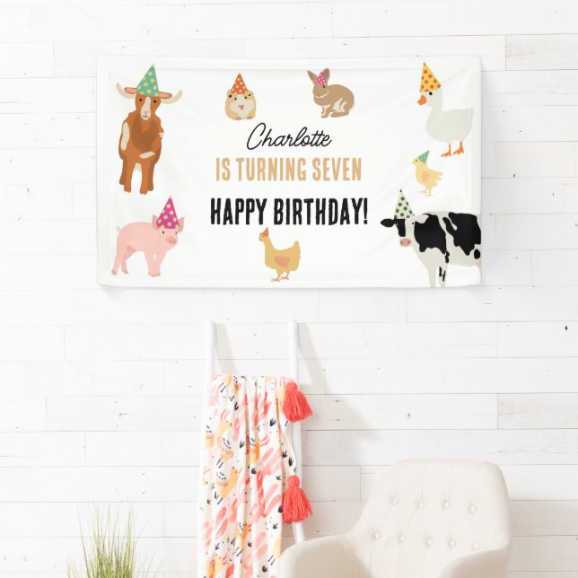 Banderoles Thème d'anniversaire Animaux de la Ferme Animaux d (En situation)