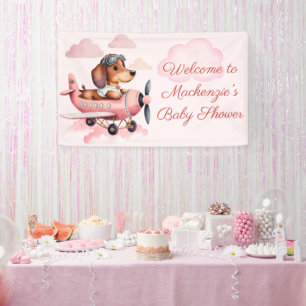 Banderoles Thème de chien Baby shower pilote Dachshund Bienve