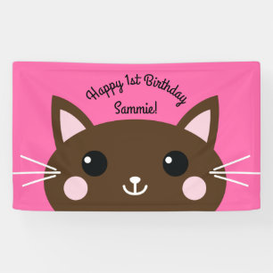 Banderoles Thème de fête d'anniversaire de 1ère année de chat
