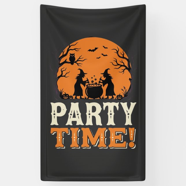 Banderoles Thème de fête d'Halloween Sorcière Chaudron Design (Vertical)