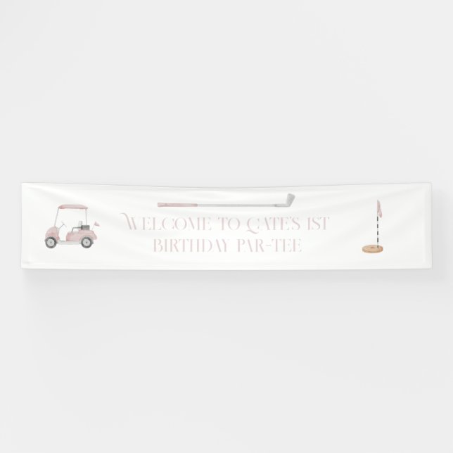 Banderoles Thème de golf rose bienvenue (Horizontal)