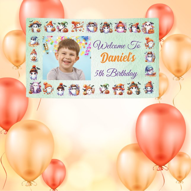 Banderoles Thème Fantôme en Aquarelle Vert clair Anniversaire (Créateur téléchargé)