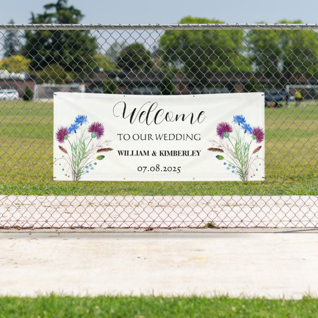 Banderoles Thistle Scotland Flowers Rustique élégant mariage (En situation)