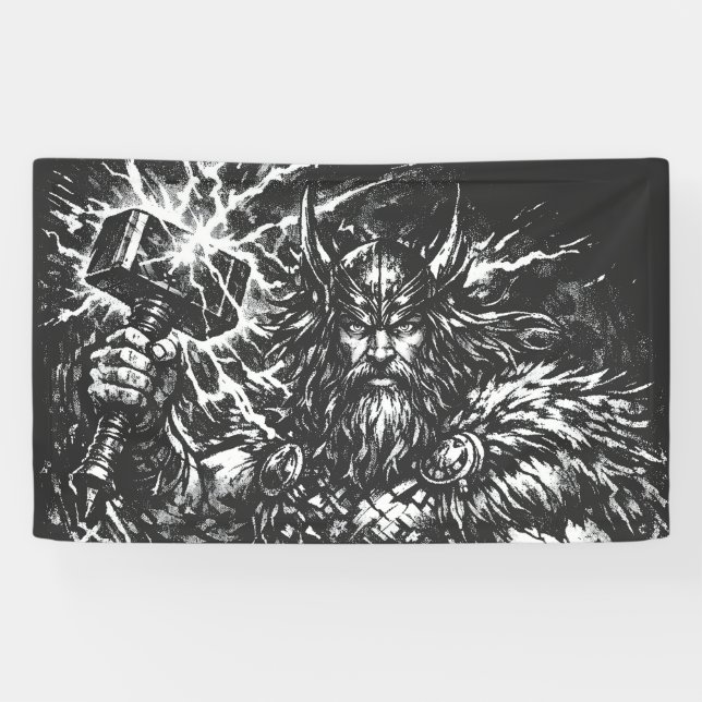 Banderoles Thor — Dieu du Tonnerre Foudroyé (Horizontal)