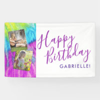 Tie Dye Moderne Hippy violet joyeux photo d'annive