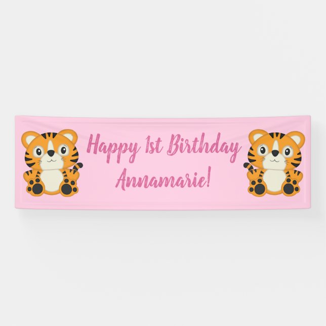 Banderoles Tiger Anniversaire Pink (Horizontal)