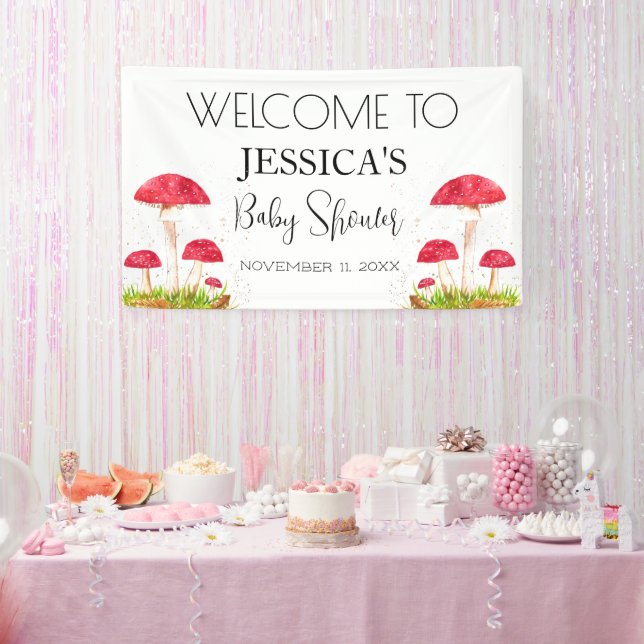 Banderoles Toadstool Baby shower de champignons Affiche de bi (Fête)