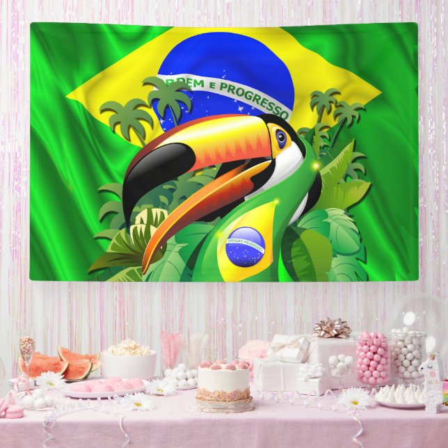 Banderoles Toco Toucan avec Cravate du drapeau brésilien (Fête)