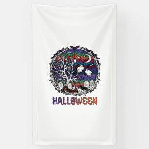 Banderoles Toiles d'araignée d'Halloween Arbres Fantômes Citr