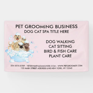 Banderoles Toilettage pour animaux de compagnie rose bébé chi